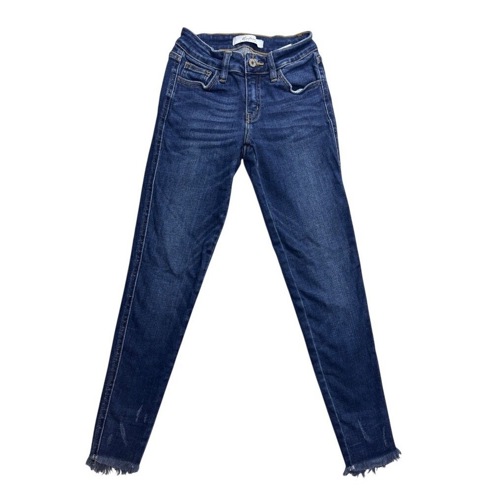 KanCan Signature Girls Skinny Jeans‎ Dark Wash Distressed Hem VBK1486A Size 24